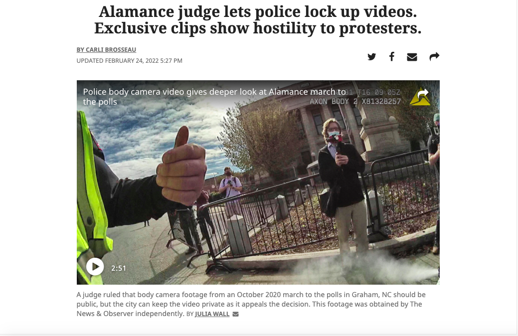 Alamance judge lets police lock up videos. Exclusive clips show hostility to protesters.