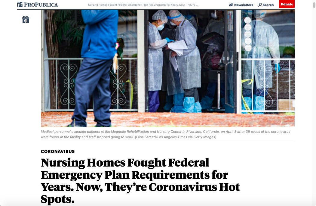 Nursing Homes Fought Federal Emergency Plan Requirements For Years. Now, They're Coronavirus Hot Spots.